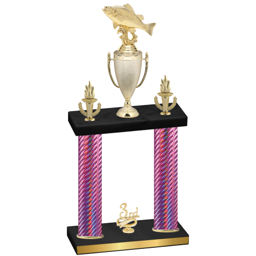 Double Pink Carbon Fiber Third Place Fishing Trophy