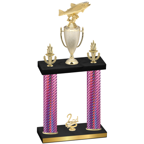 Double Pink Carbon Fiber Second Place Fishing Trophy