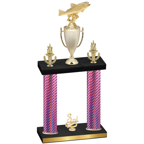 Double Pink Carbon Fiber Third Place Fishing Trophy