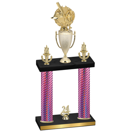 Double Pink Carbon Fiber Year Baseball Trophy