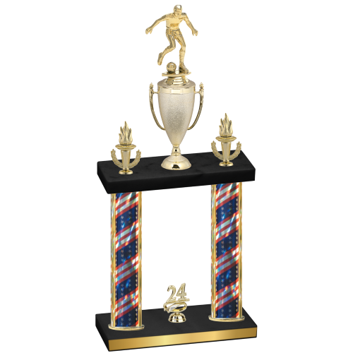 Double Flag USA Year Soccer Trophy