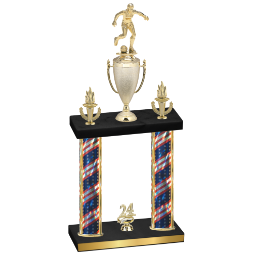 Double Flag USA Year Soccer Trophy