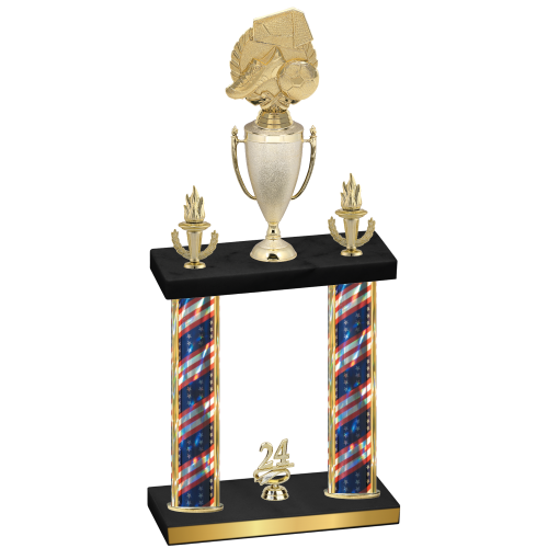 Double Flag USA Year Soccer Trophy