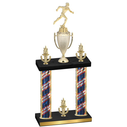 Double Flag USA Victory Running Trophy