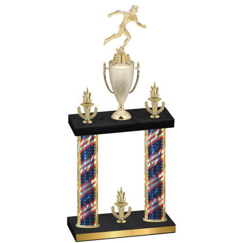 Double Flag USA Victory Running Trophy