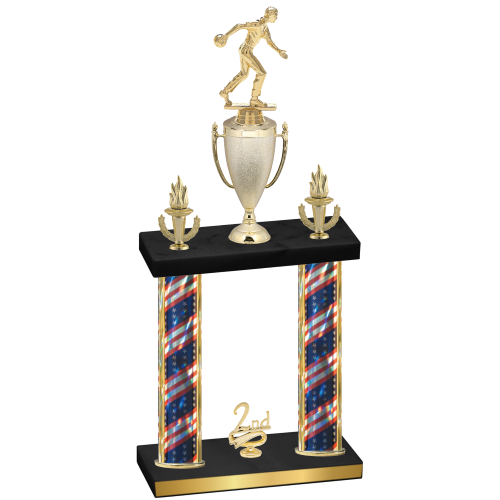 Double Flag USA Second Place Bowling Trophy