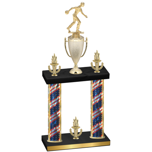 Double Flag USA Victory Bowling Trophy