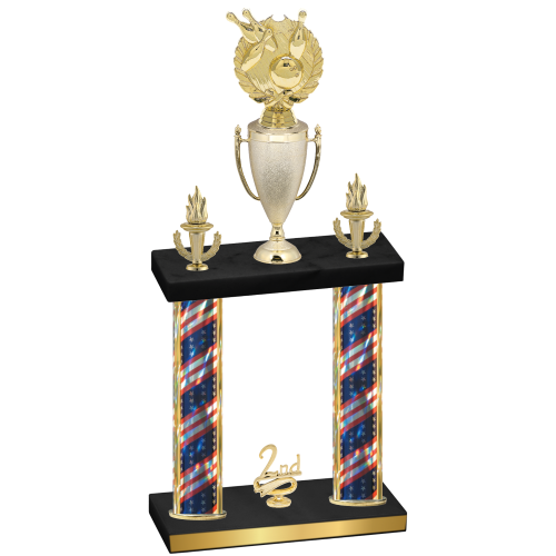 Double Flag USA Second Place Bowling Trophy