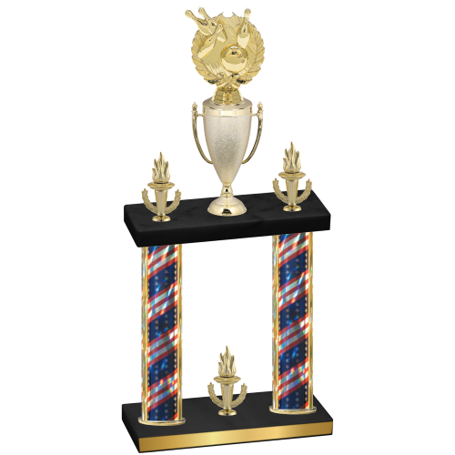 Double Flag USA Victory Bowling Trophy