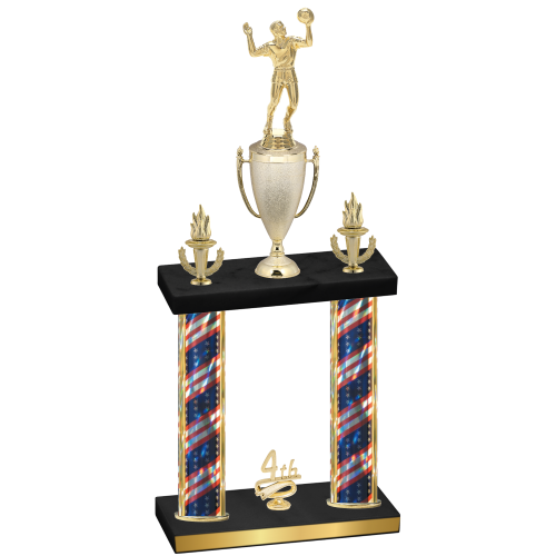 Double Flag USA Fourth Place Volleyball Trophy