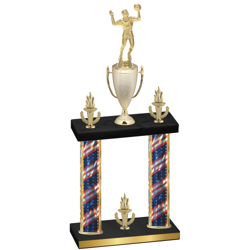 Double Flag USA Victory Volleyball Trophy