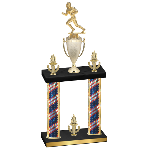 Double Flag USA Victory Football Trophy