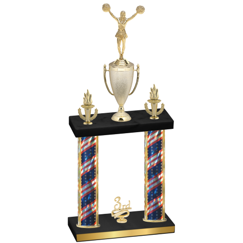 Double Flag USA Third Place Cheerleading Trophy