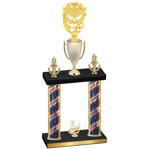 Double Flag USA Third Place Pickleball Trophy