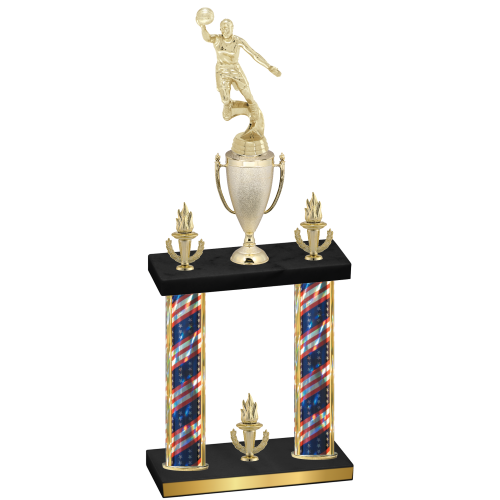 Double Flag USA Victory Basketball Trophy