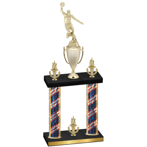 Double Flag USA Victory Basketball Trophy