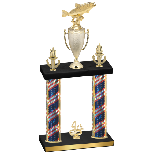 Double Flag USA Fourth Place Fishing Trophy