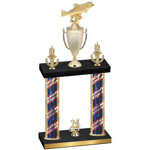 Double Flag USA Year Fishing Trophy