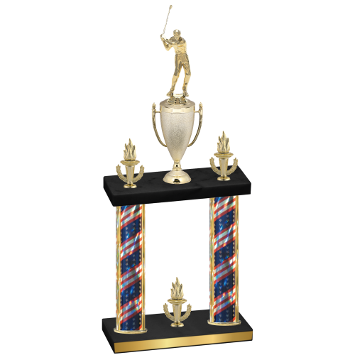 Double Flag USA Victory Golf Trophy