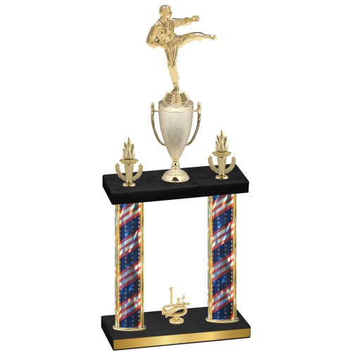 Double Flag USA First Place Karate Trophy