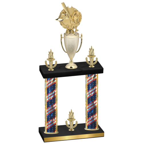 Double Flag USA Victory Baseball Trophy