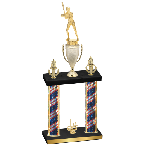 Double Flag USA First Place Softball Trophy