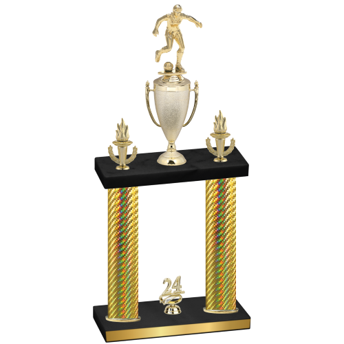 Double Gold Carbon Fiber Year Soccer Trophy