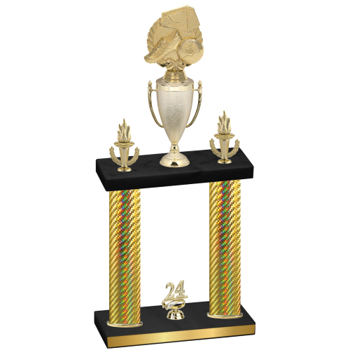 Double Gold Carbon Fiber Year Soccer Trophy