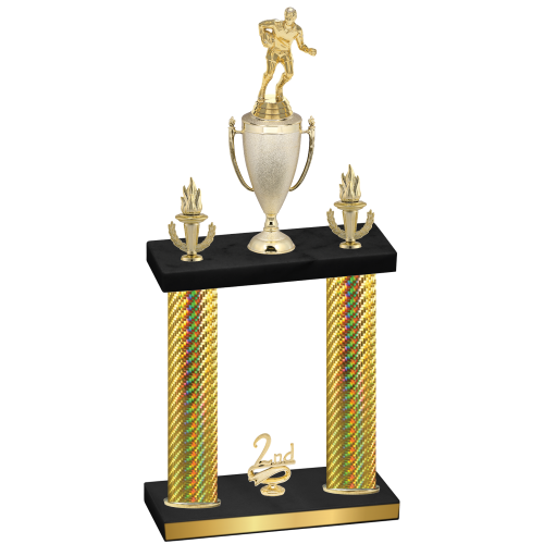 Double Gold Carbon Fiber Second Place Rugby Trophy
