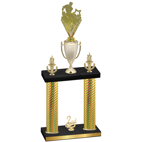Double Gold Carbon Fiber Second Place Rugby Trophy