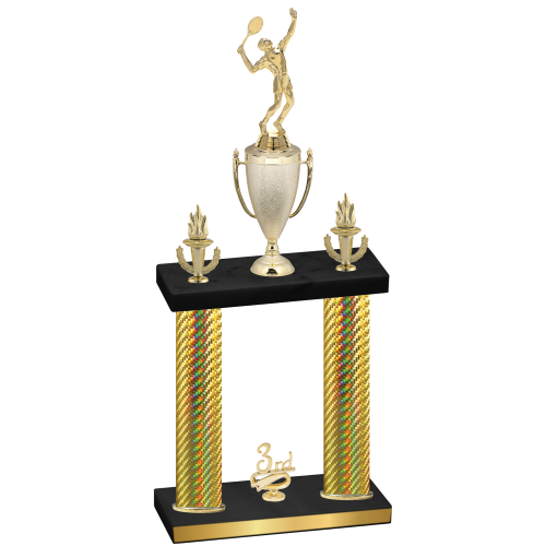 Double Gold Carbon Fiber Third Place Tennis Trophy