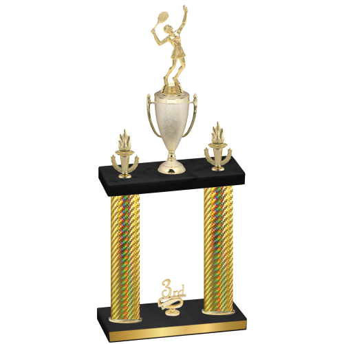 Double Gold Carbon Fiber Third Place Tennis Trophy