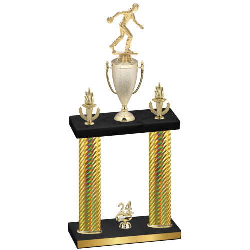 Double Gold Carbon Fiber Year Bowling Trophy