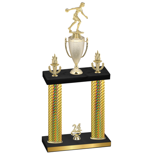 Double Gold Carbon Fiber Year Bowling Trophy