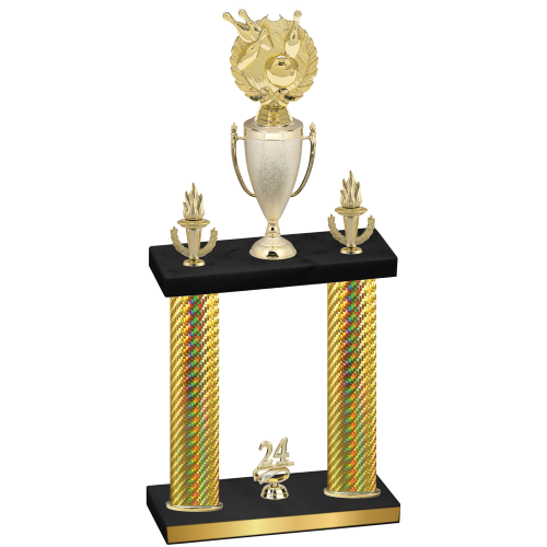 Double Gold Carbon Fiber Year Bowling Trophy