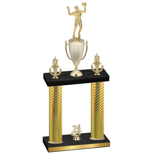 Double Gold Carbon Fiber Year Volleyball Trophy