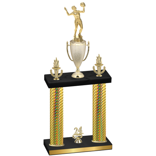 Double Gold Carbon Fiber Year Volleyball Trophy