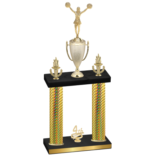 Double Gold Carbon Fiber Fourth Place Cheerleading Trophy