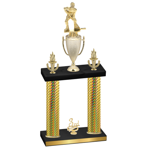 Double Gold Carbon Fiber Third Place Hockey Trophy