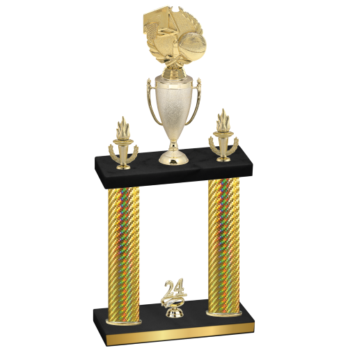 Double Gold Carbon Fiber Year Basketball Trophy