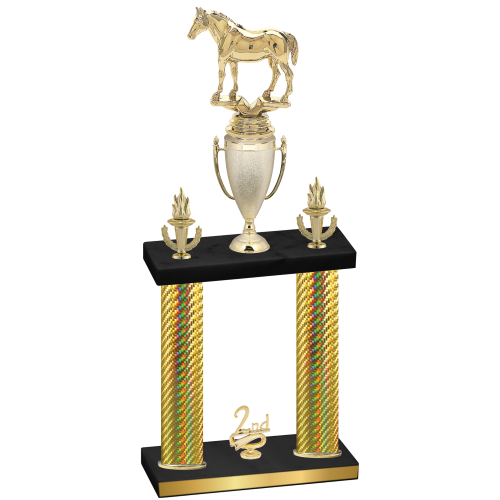 Double Gold Carbon Fiber Second Place Horses Trophy