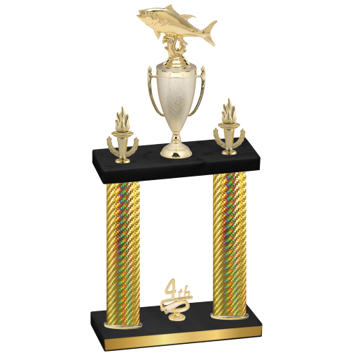 Double Gold Carbon Fiber Fourth Place Fishing Trophy