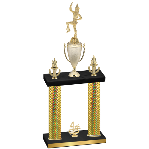 Double Gold Carbon Fiber Fourth Place Majorette Trophy