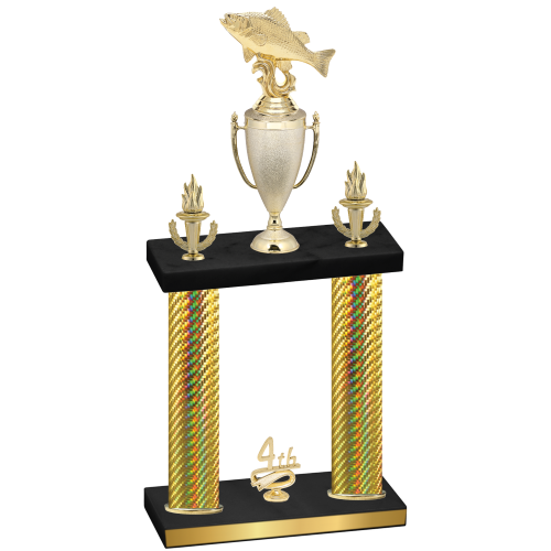 Double Gold Carbon Fiber Fourth Place Fishing Trophy