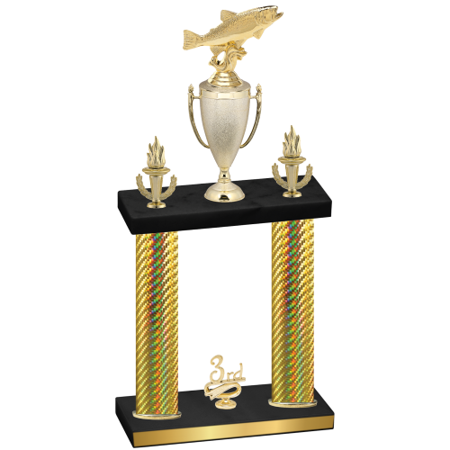 Double Gold Carbon Fiber Third Place Fishing Trophy