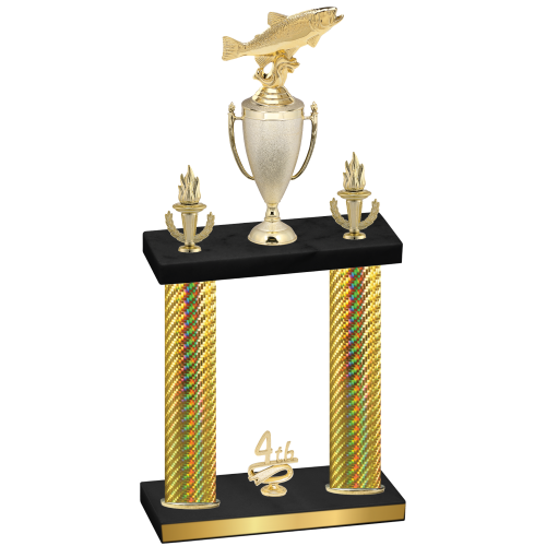 Double Gold Carbon Fiber Fourth Place Fishing Trophy