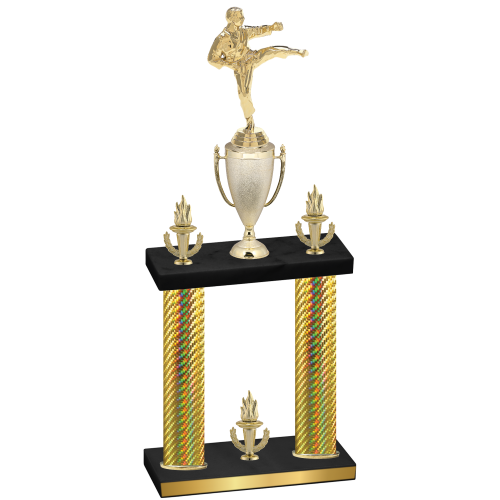 Double Gold Carbon Fiber Victory Karate Trophy