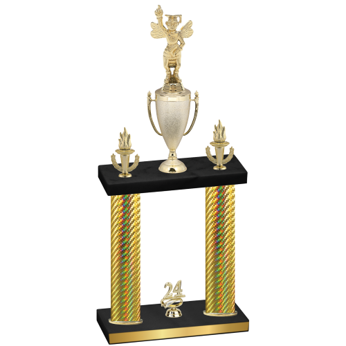 Double Gold Carbon Fiber Year Academics Trophy
