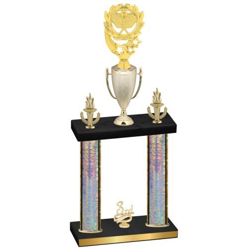 Double Silver Glacier Third Place Pickleball Trophy