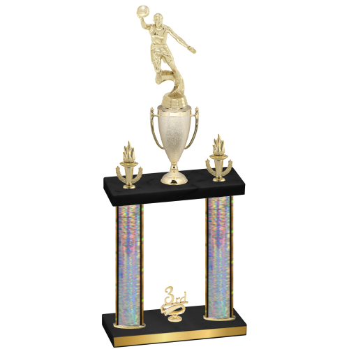 Double Silver Glacier Third Place Basketball Trophy